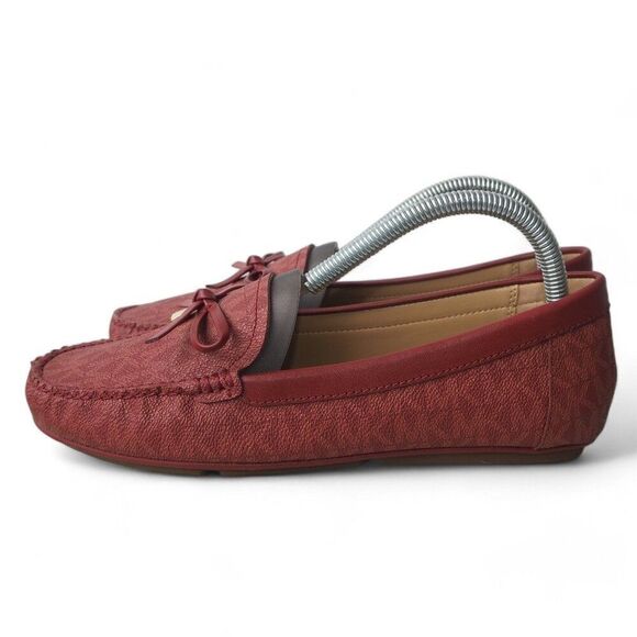 Michael Kors Juliette MK Logo Slip-on Moccasins Burgundy Red ME22E Women's 8M - Picture 2 of 11